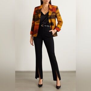 Ellen Tracy Multicolor Striped Wool and Silk Blazer in Mustard, Orange & Brown